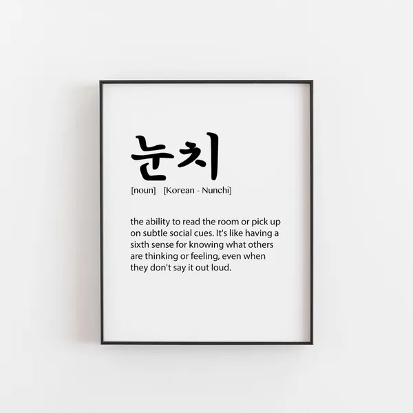Nunchi Korean Definition Art Print, Modern Decor