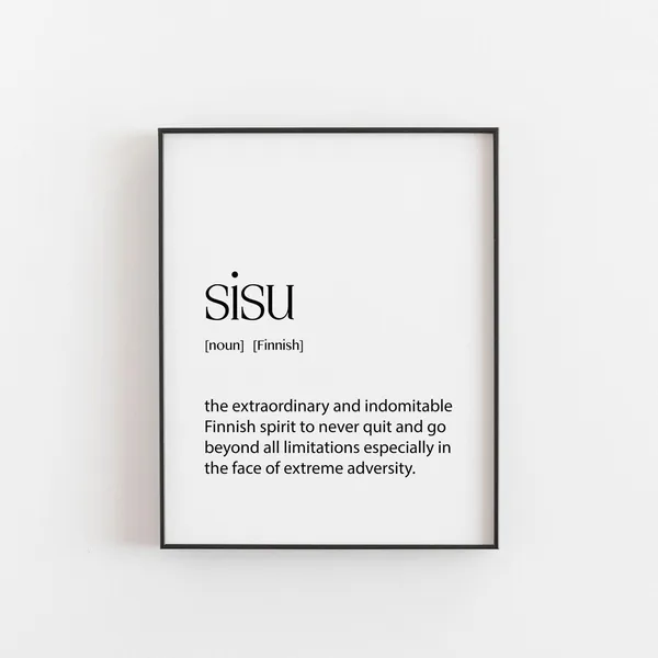 Sisu Definition Travel Poster, Finnish Quote Art Print