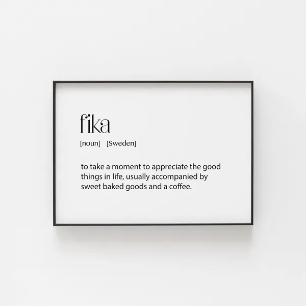 Fika Scandinavian Art Print, Minimalist Nordic Design