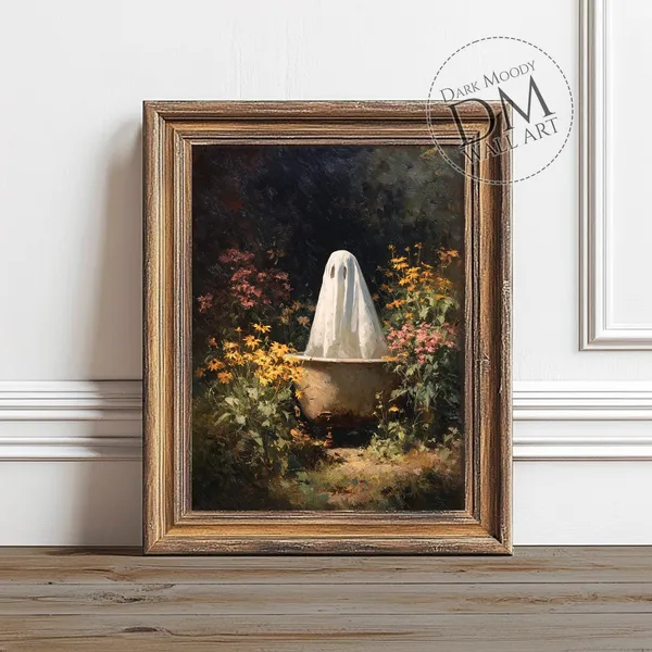 Gothic Halloween Floral Scene Art Print