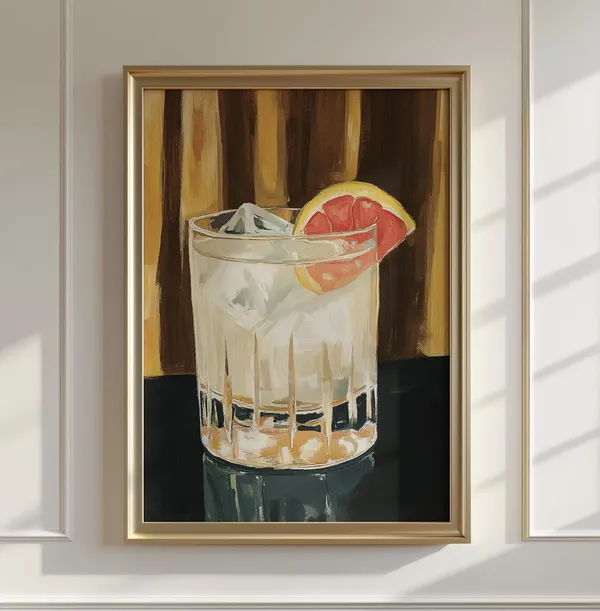 Pink Grapefruit Paloma Retro Bar Decor Art Print