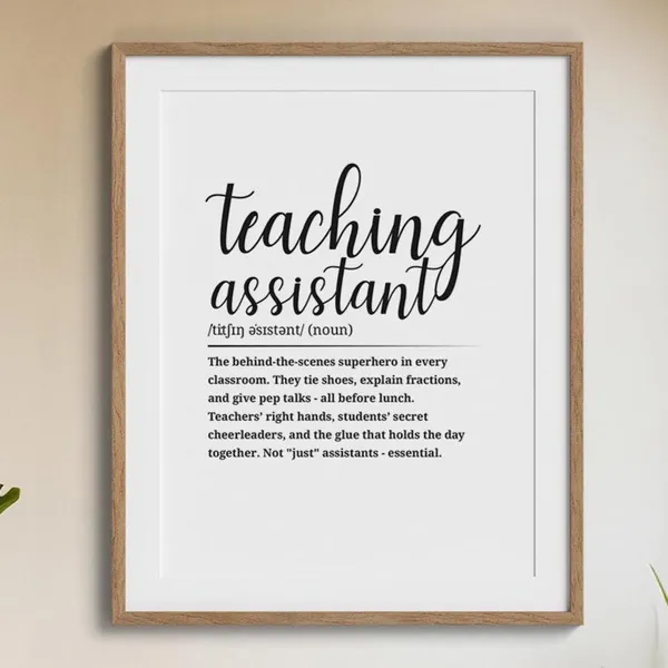 Teaching Assistant Definition Art Print, Thank You Gift