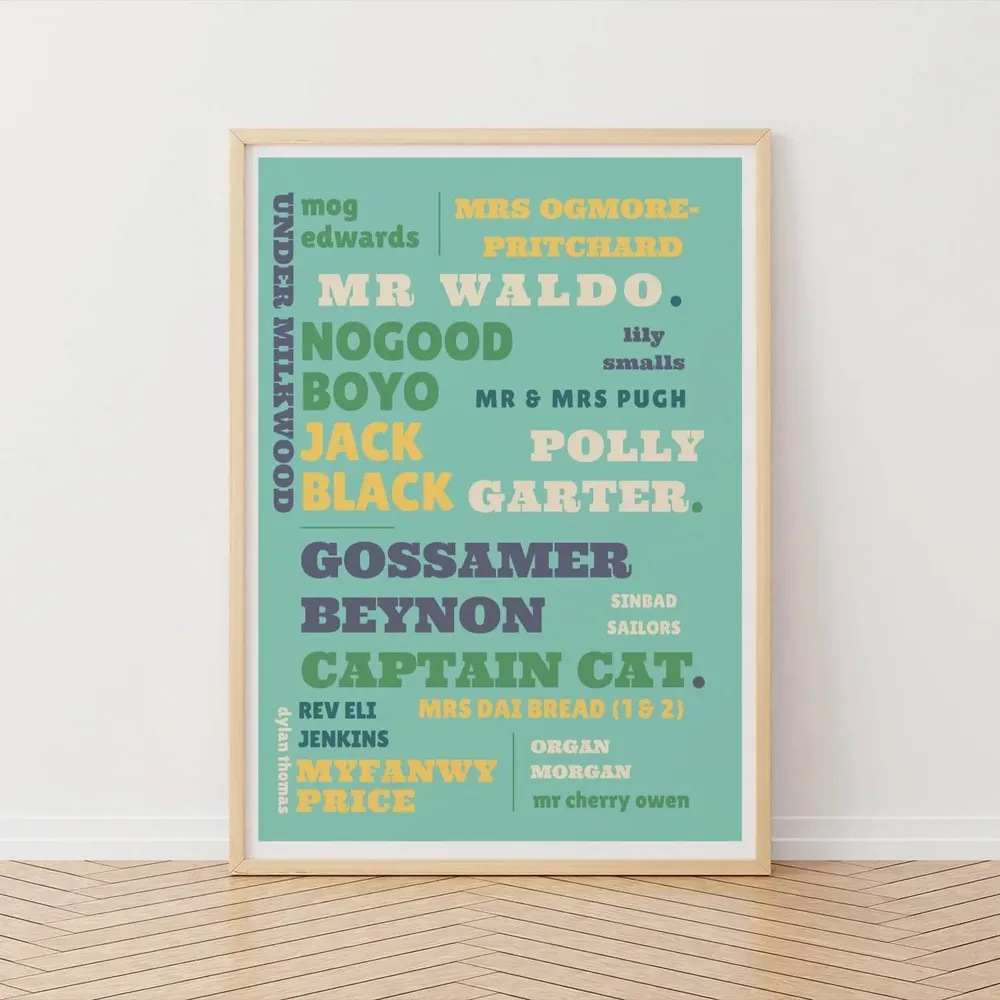 Dylan Thomas Under Milkwood Poster, Welsh Typography