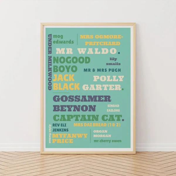 Dylan Thomas Under Milkwood Poster, Welsh Typography