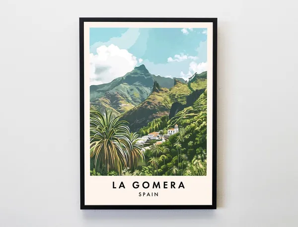 La Gomera Travel Poster, Canary Islands Spain