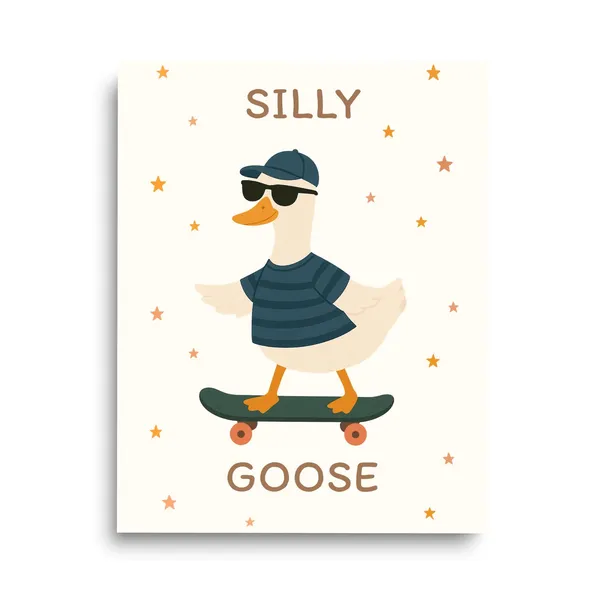 Silly Goose Boy Print, Cute Nursery Wall Art