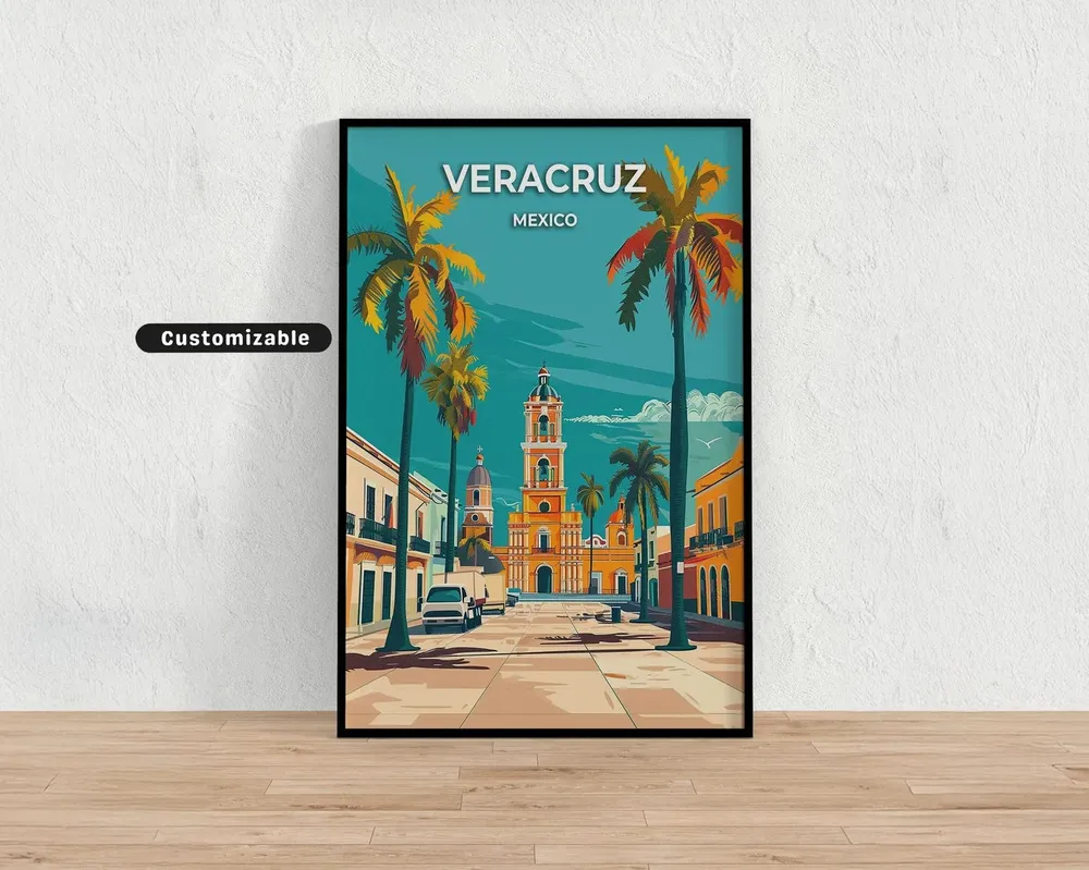 Veracruz Mexico Travel Poster, Custom Wall Art