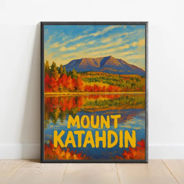 Mount Katahdin Maine Autumn Landscape Art Print