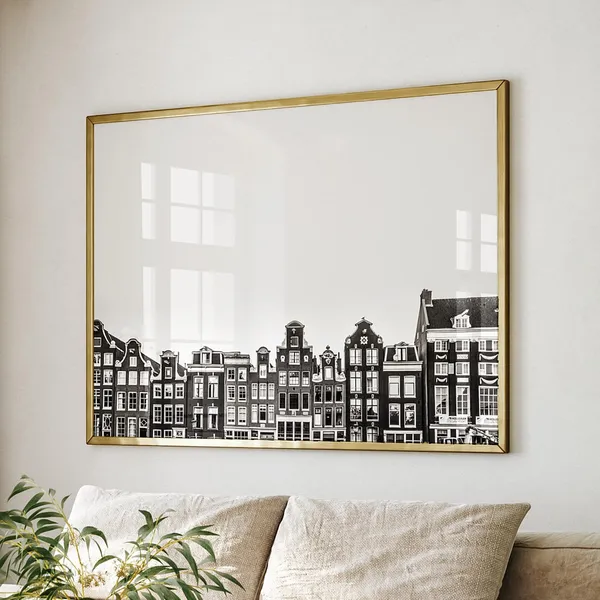 Amsterdam Houses Black And White Art Print
