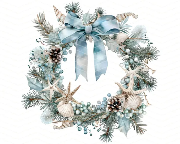 Coastal Christmas Wreath Holiday Decor Art Print