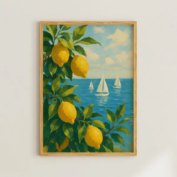 Italian Summer Kitchen Print, Mediterranean Landscape Poster