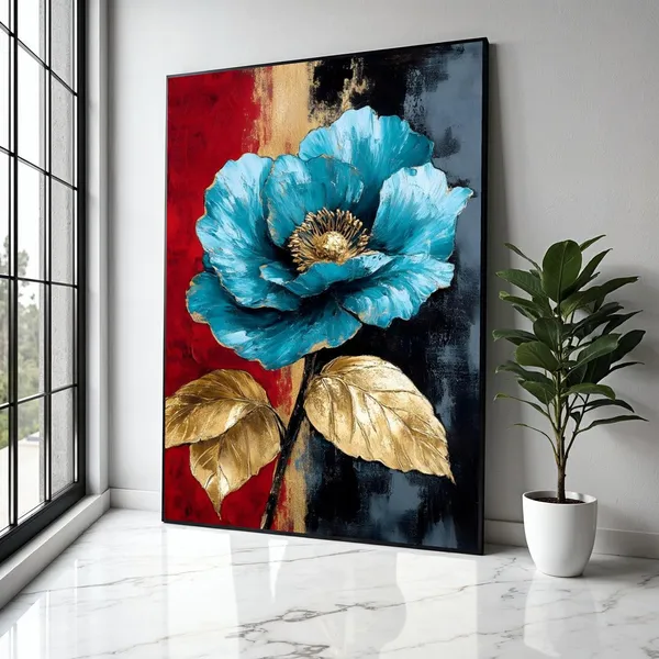 Elegant Blue Flower Abstract Botanical Art Print