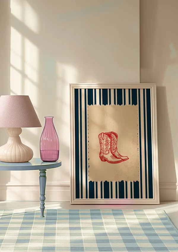 Vintage Striped Rodeo Poster, Western Bedroom Decor