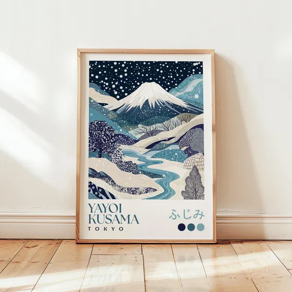 Yayoi Kusama-Inspired Mount Fuji Travel Poster