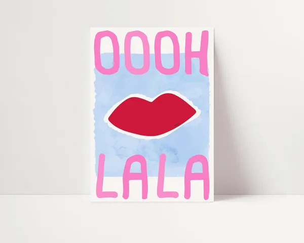 Ooh La Lips Pop Art Quote Poster, Bold Typography
