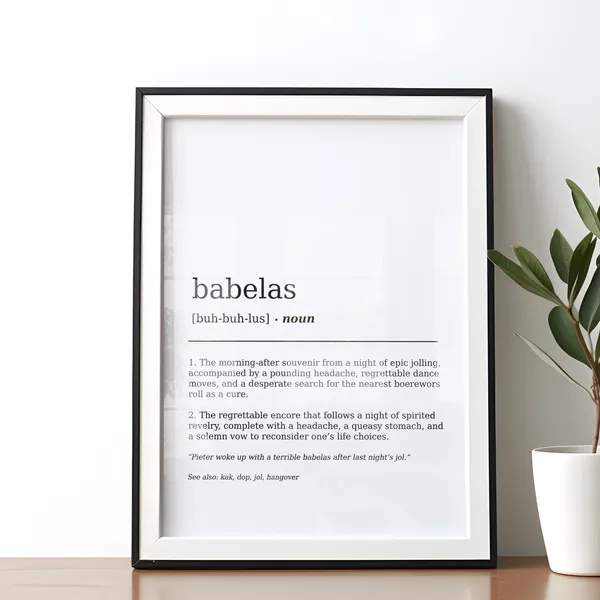 Babelas Dictionary Definition Poster, South African Slang