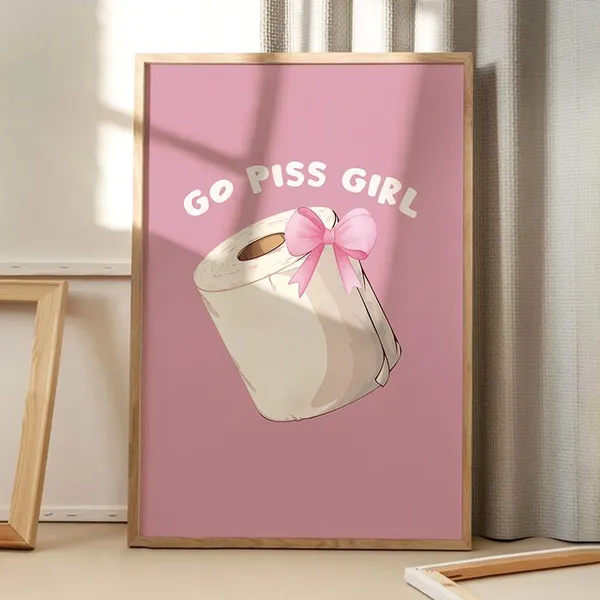 Go Piss Girl Retro Bathroom Wall Poster