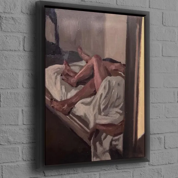 Naked Couple Embracing Kissing Art Print
