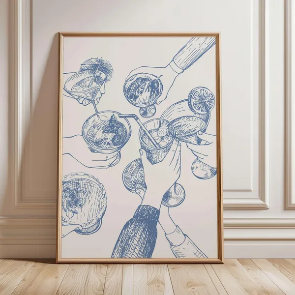 Cheers Cocktail Print, Retro Kitchen Wall Art