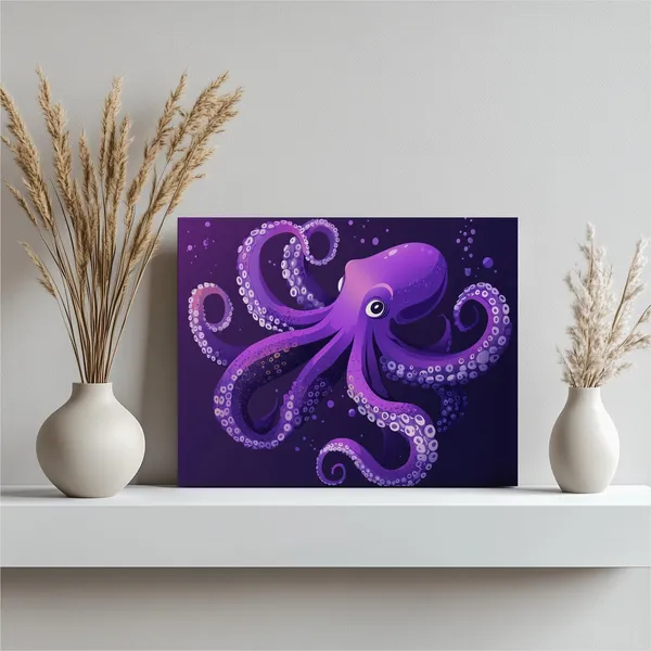 Purple Octopus Minimalist Ocean Design Art Print