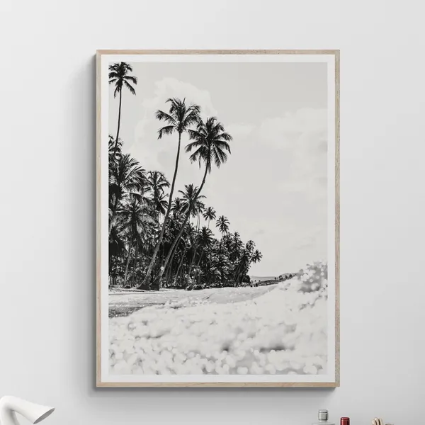 Black And White Ocean Wave Beach Art Print