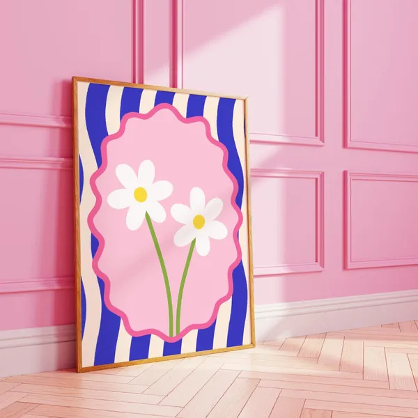 Funky Floral Daisy and Sunflower Poster