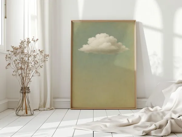 Minimalist Cloud Wall Art, Vintage Pastel Sky Print
