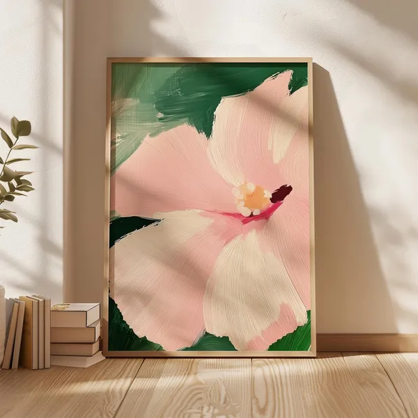 Pink Flower Abstract Living Room Wall Art Print