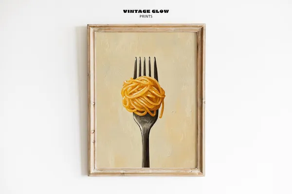 Spaghetti And Fork, Modern Food Art Print