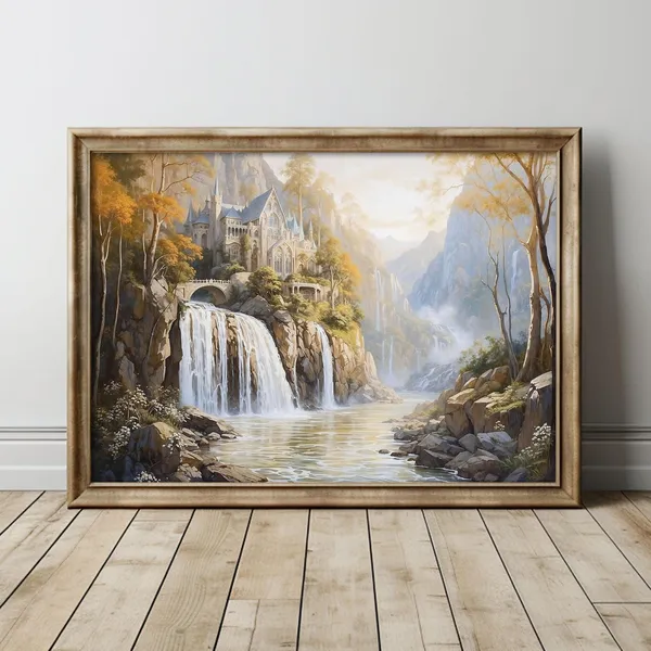 Rivendell Fantasy Painting Lord of the Rings Art Print