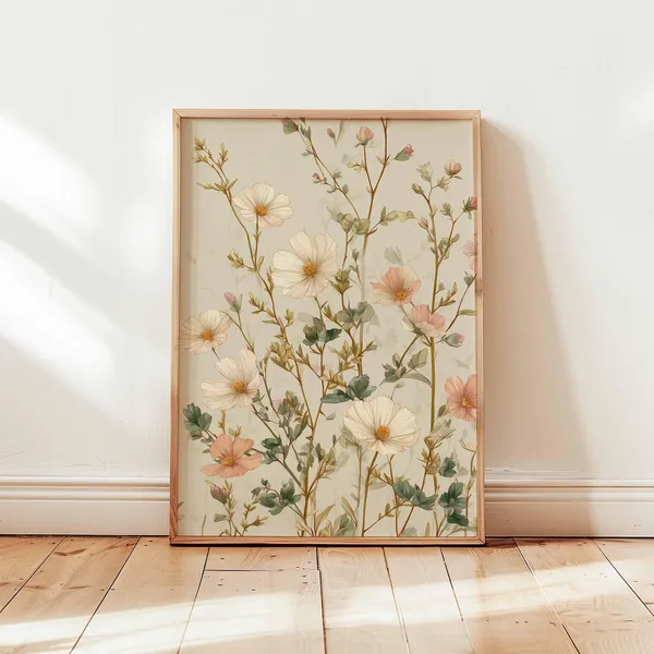Soft Wildflower Poster Print, Cottagecore Botanical Art