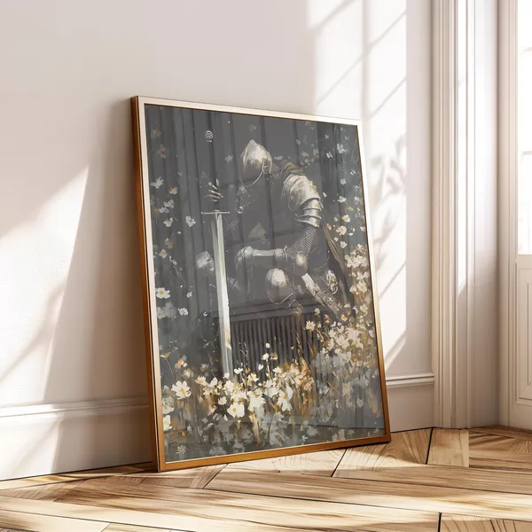 Knightcore Poster Print, Moody Medieval Knight