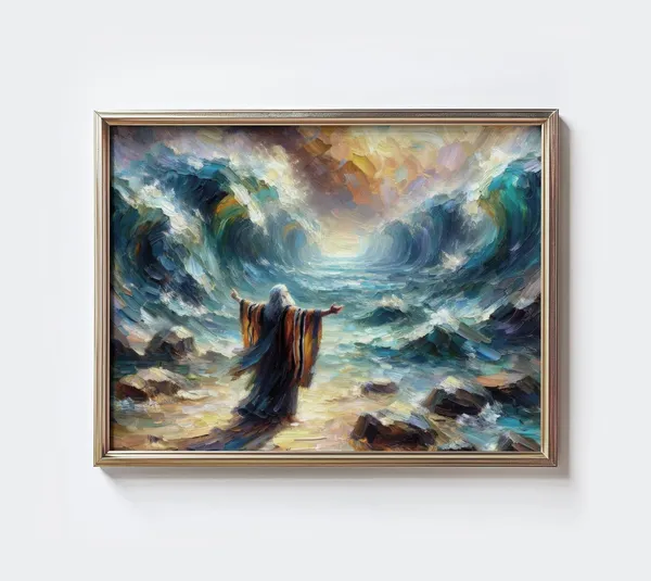 Moses Parting Red Sea Scripture Art Print