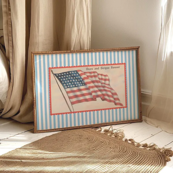 Vintage Flag Art Print, Retro USA Striped Poster