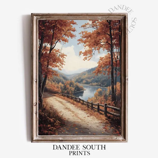 Fall Landscape Vintage Autumn Countryside Art Print