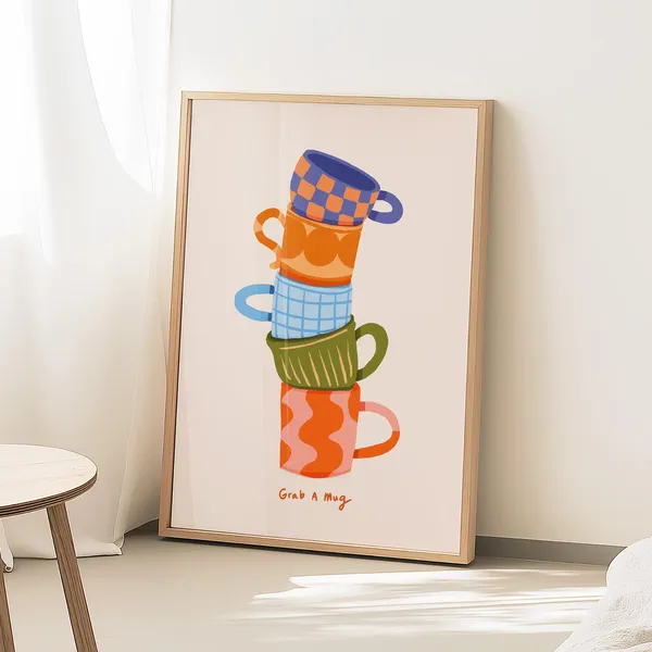 Coffee Mug Kitchen Print, Cute Bar Sign Poster
