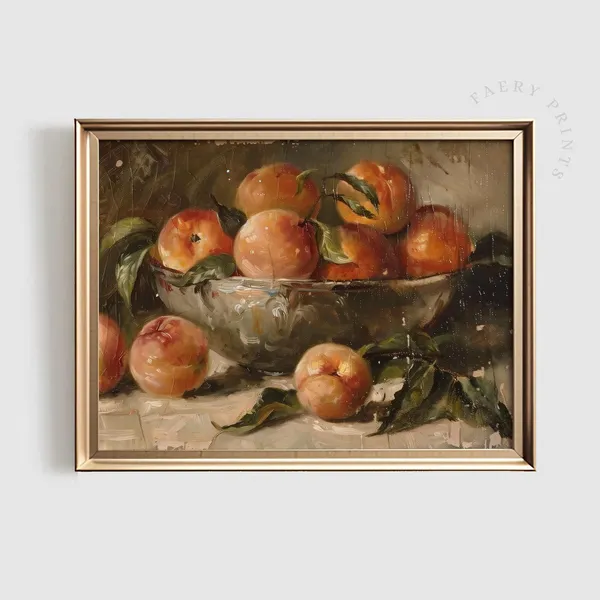 Rustic Peach Print, Farmhouse Kitchen Art
