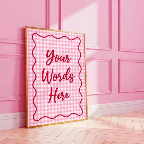 Cute Gingham Custom Typography Art Print