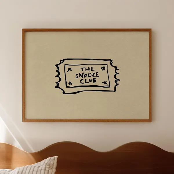The Snooze Club, Handdrawn Bedroom Art Print