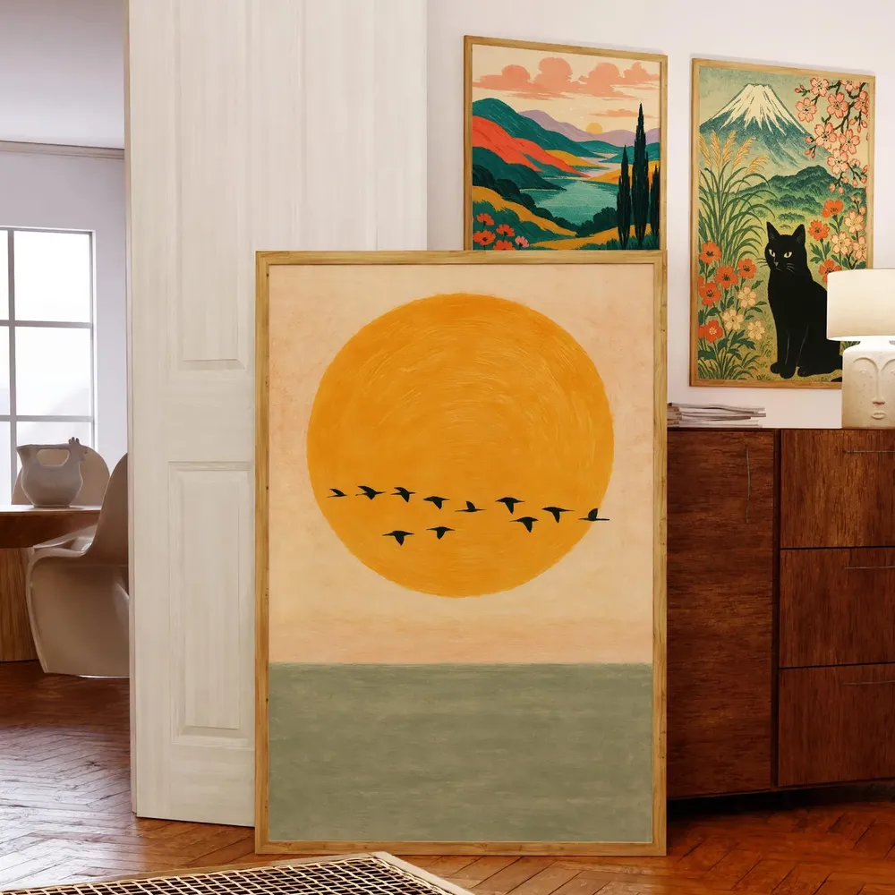 Mid-Century Modern Abstract Landscape Art Print