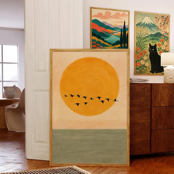 Mid-Century Modern Abstract Landscape Art Print