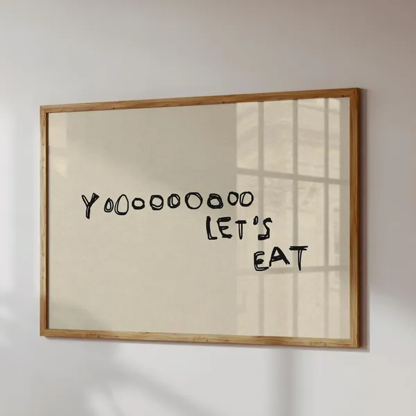 Funny Kitchen Lets Eat Handwritten Poster Print