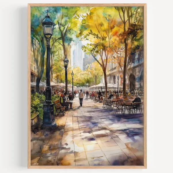 Bryant Park Watercolor Painting, New York Poster