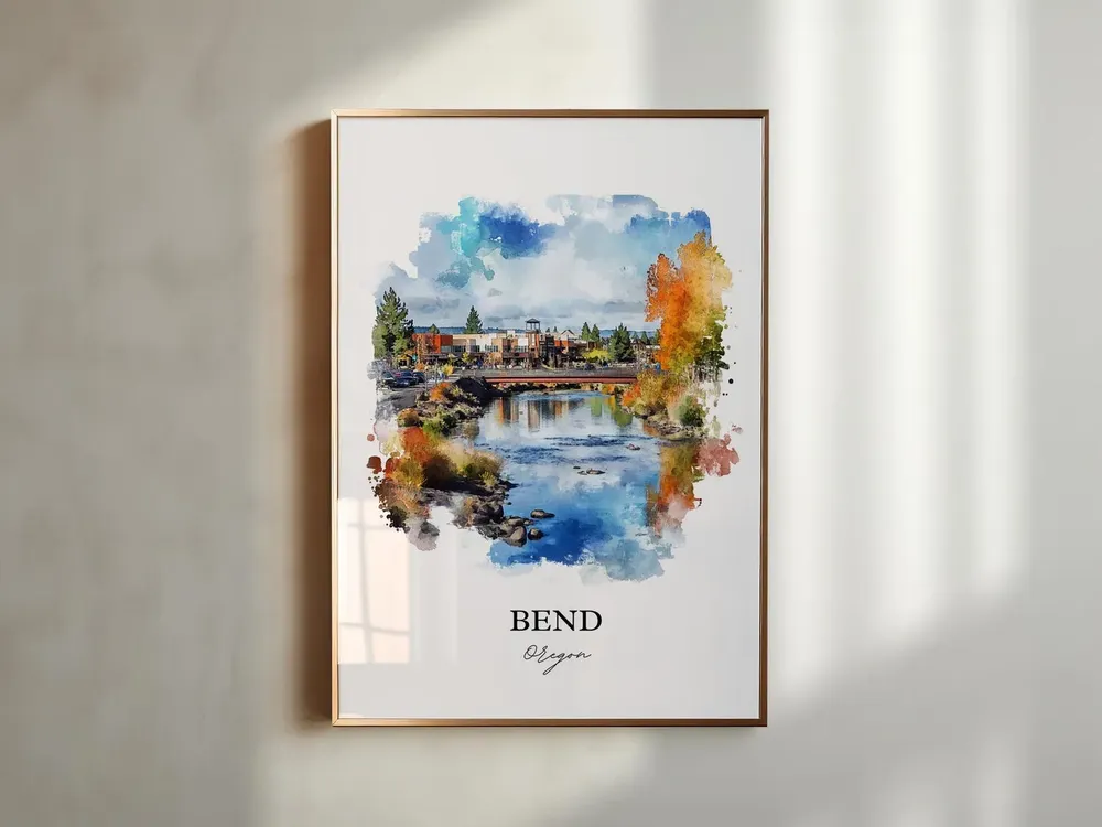 Bend Oregon Watercolor Travel Poster, Art Print - Image 5
