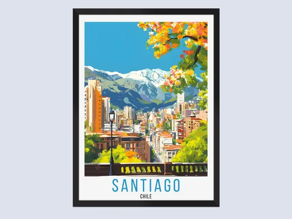 Santiago Travel Poster, Chile Art Print