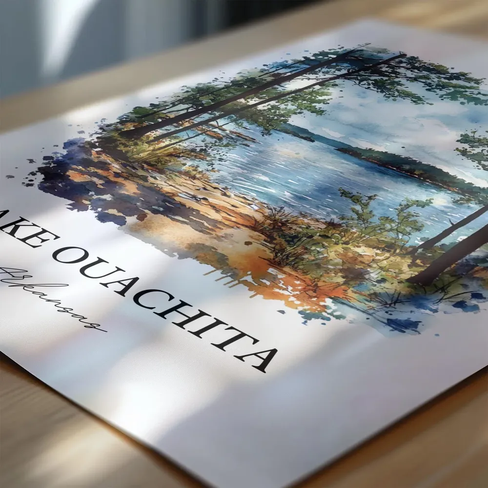 Lake Ouachita Watercolor Travel Poster, Arkansas - Image 6