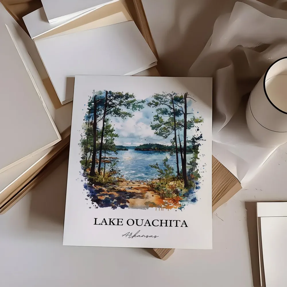 Lake Ouachita Watercolor Travel Poster, Arkansas - Image 3
