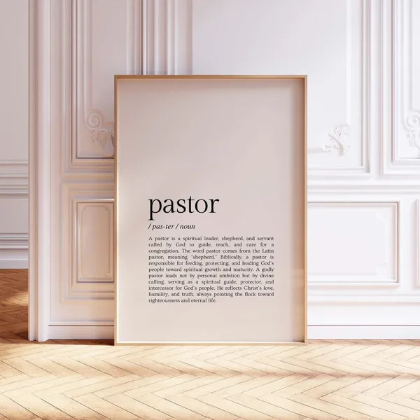Pastor Definition Print, Church Leadership Gift