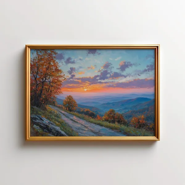 Sunset Shenandoah Painting, Blue Ridge Mountain Art Print