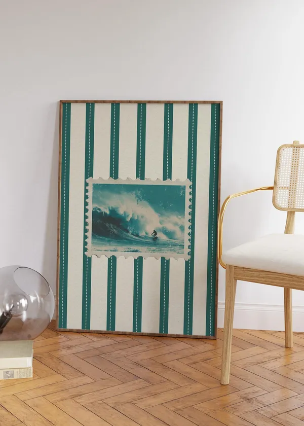 Vintage Beach Ocean Travel Poster, Retro Surf Print